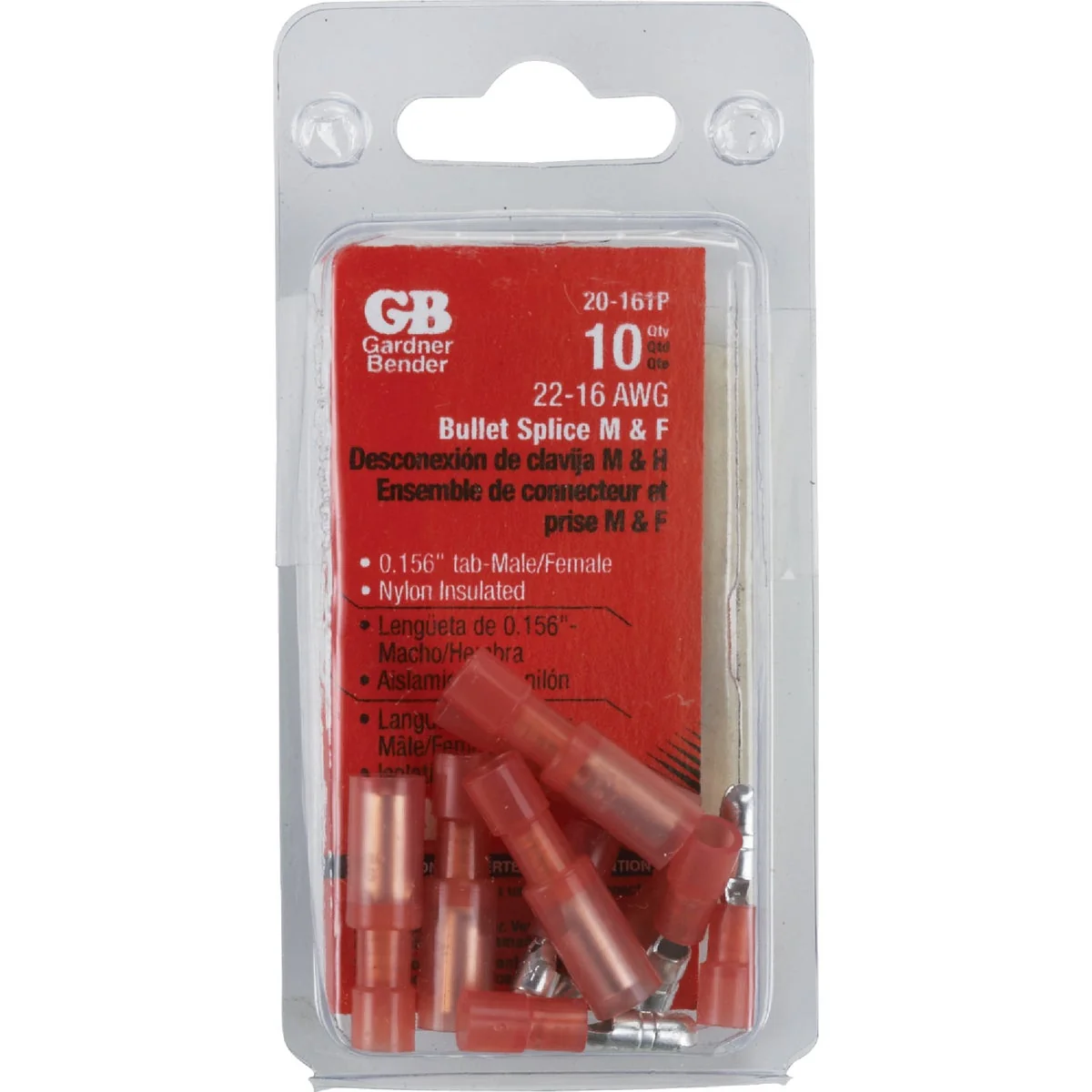 Dependable Gardner Bender 22 to 16 AWG Male Female Fully-Insulated Bullet Connector Pair 10-Pack Original Design