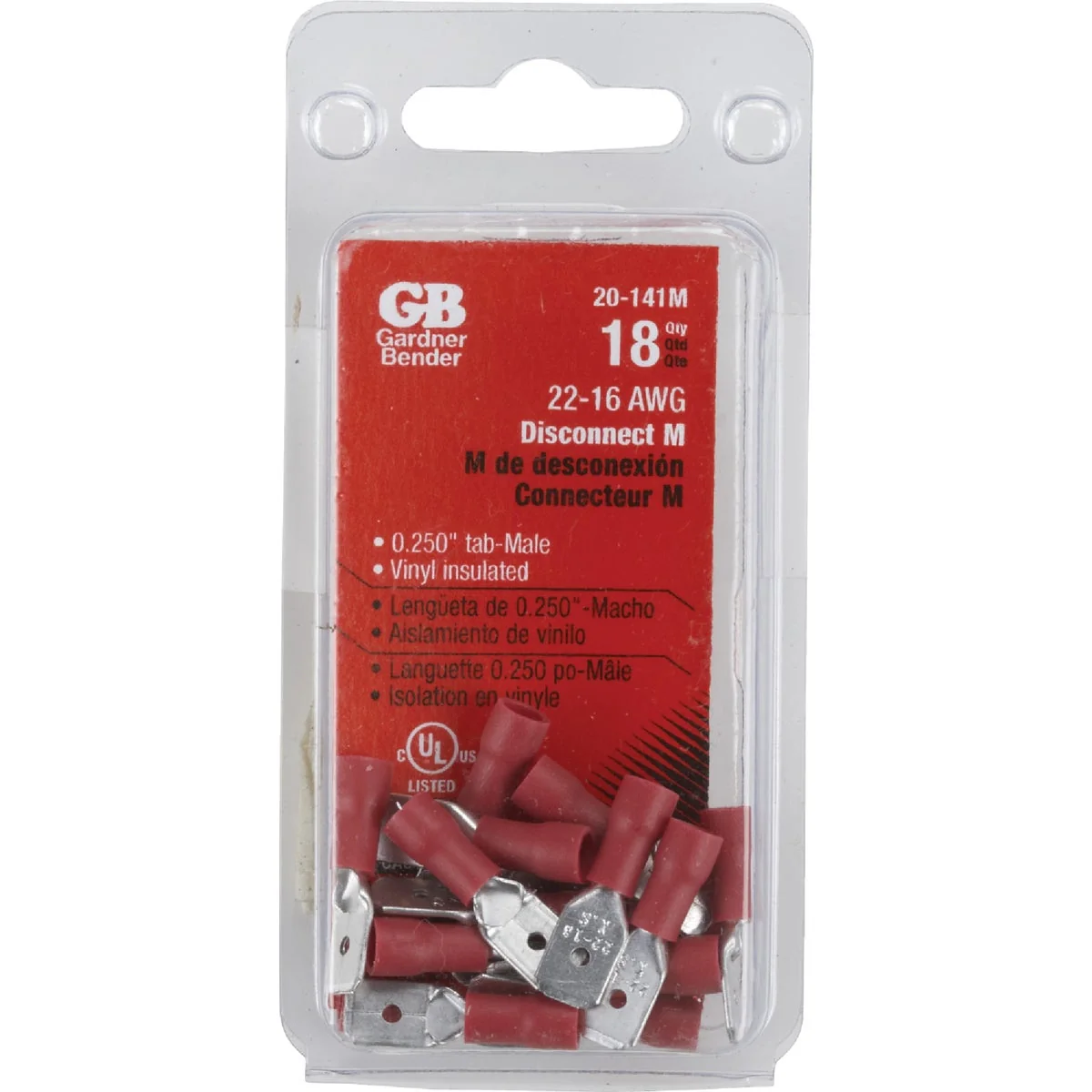 Next-Generation Gardner Bender 22 to 16 AWG Male Red Vinyl-Insulated Barrel Disconnect 21-Pack Superior