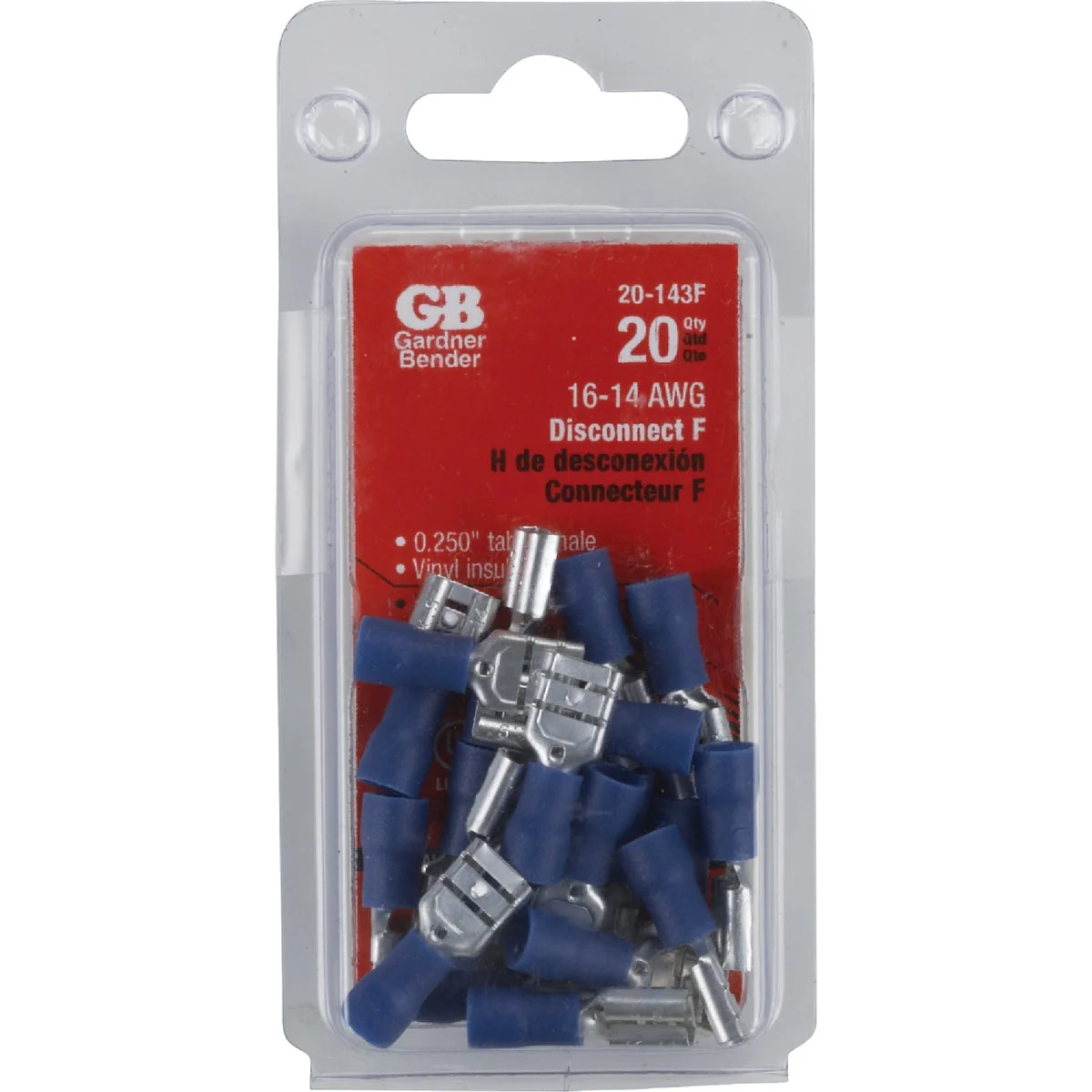 Exceptional Gardner Bender 16 to 14 AWG Female Blue Vinyl-Insulated Barrel Disconnect 20-Pack Secure