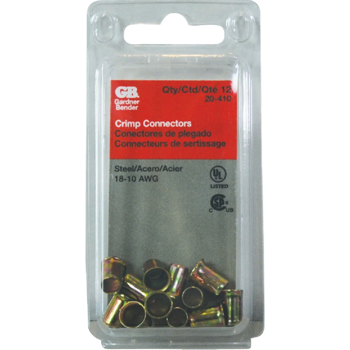 Secure Gardner Bender 18 to 10 AWG Copper-to-Copper Zinc-Plated Steel Crimp Connector 12-Pack Recyclable