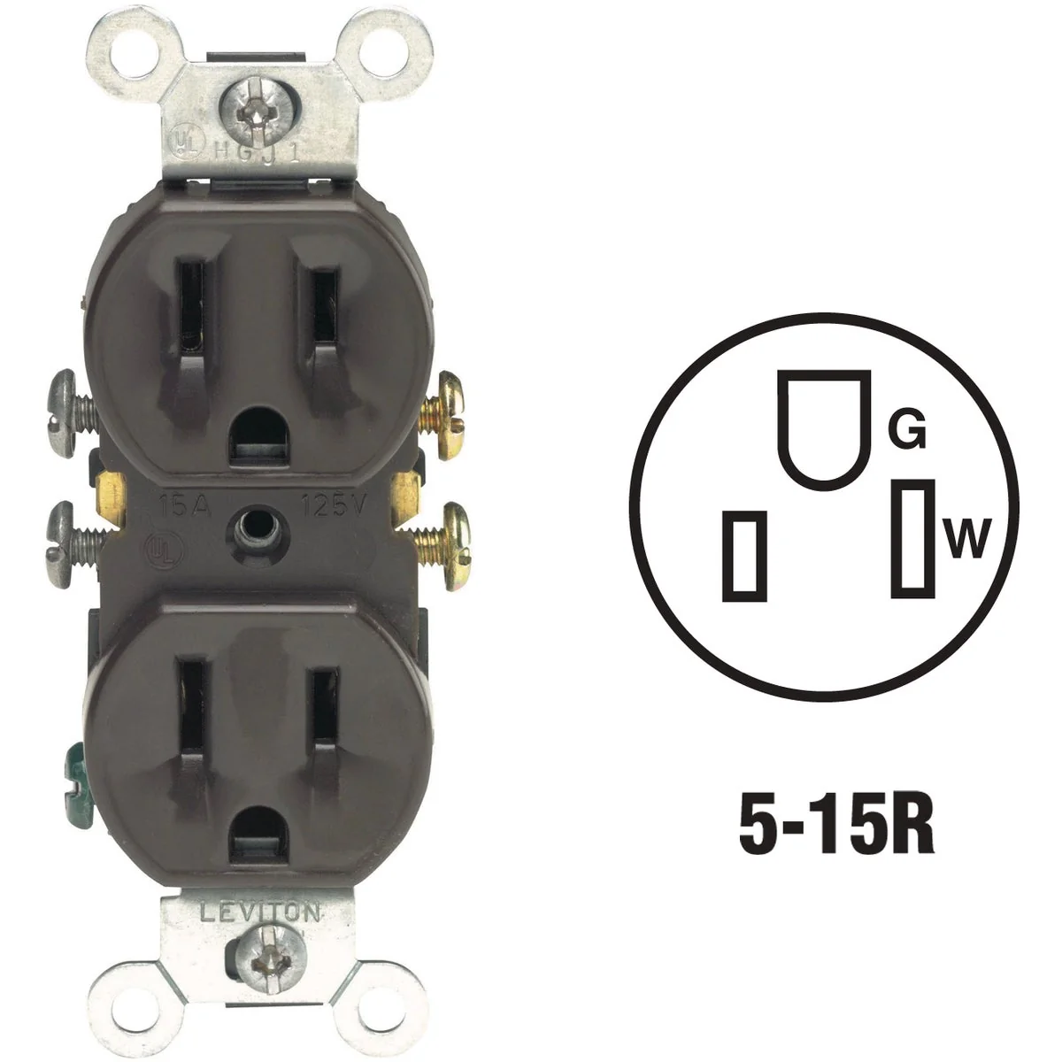 Powerful Leviton 15A Brown Shallow Grounded 5-15R Duplex Outlet Recyclable