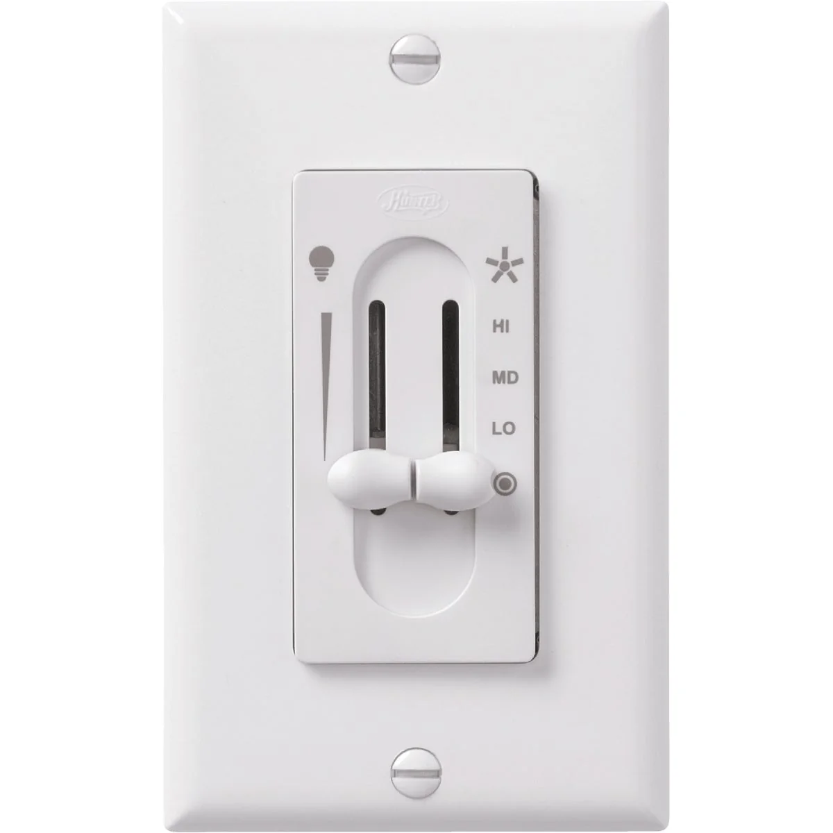 Exclusive Hunter White 4-Speed Full Range Dimmer Dual Slide Fan Control Switch Flexible