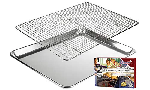 Classic Half Sheet Baking Pan and Rack Set Warp 2 Count Certified