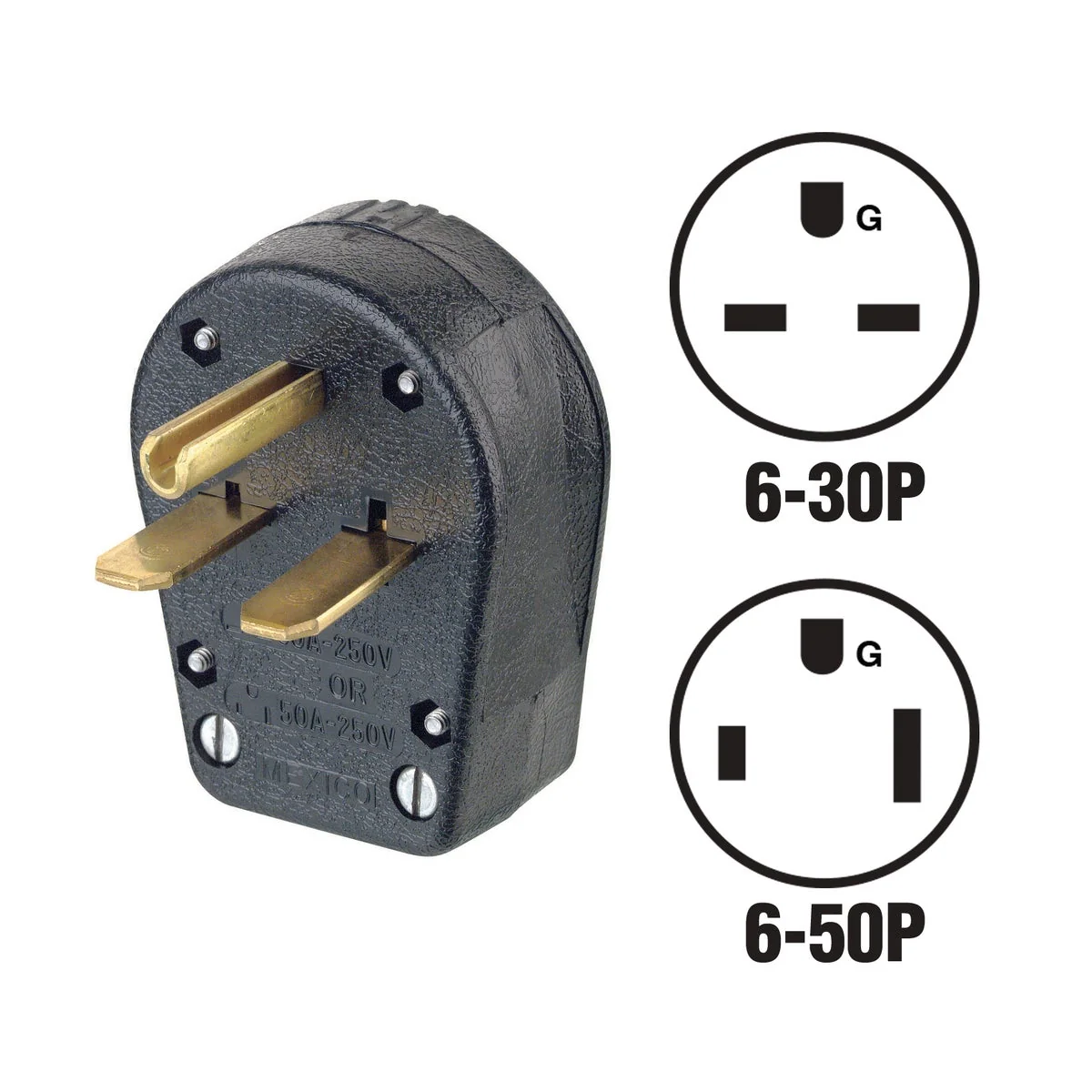 Smart Leviton 30A 50A 250V 3-Wire 2-Pole Dual Power Plug Traditional