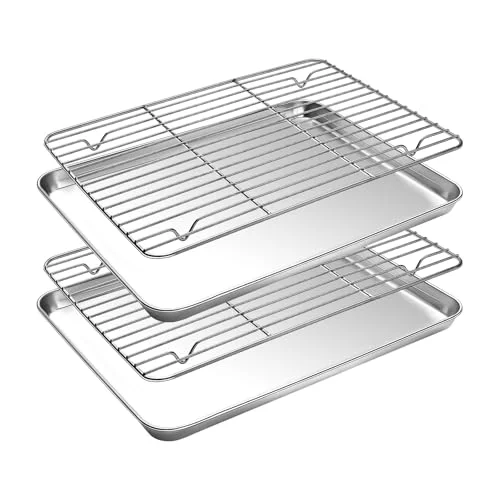 Artisan Small Baking Sheet with Cooling Rack Set 2 Baking Pans 2 Wire Racks Outstanding