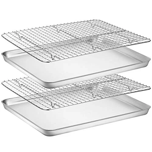 Traditional Baking Sheet with Rack Set 2 Pans 2 Racks Reliable