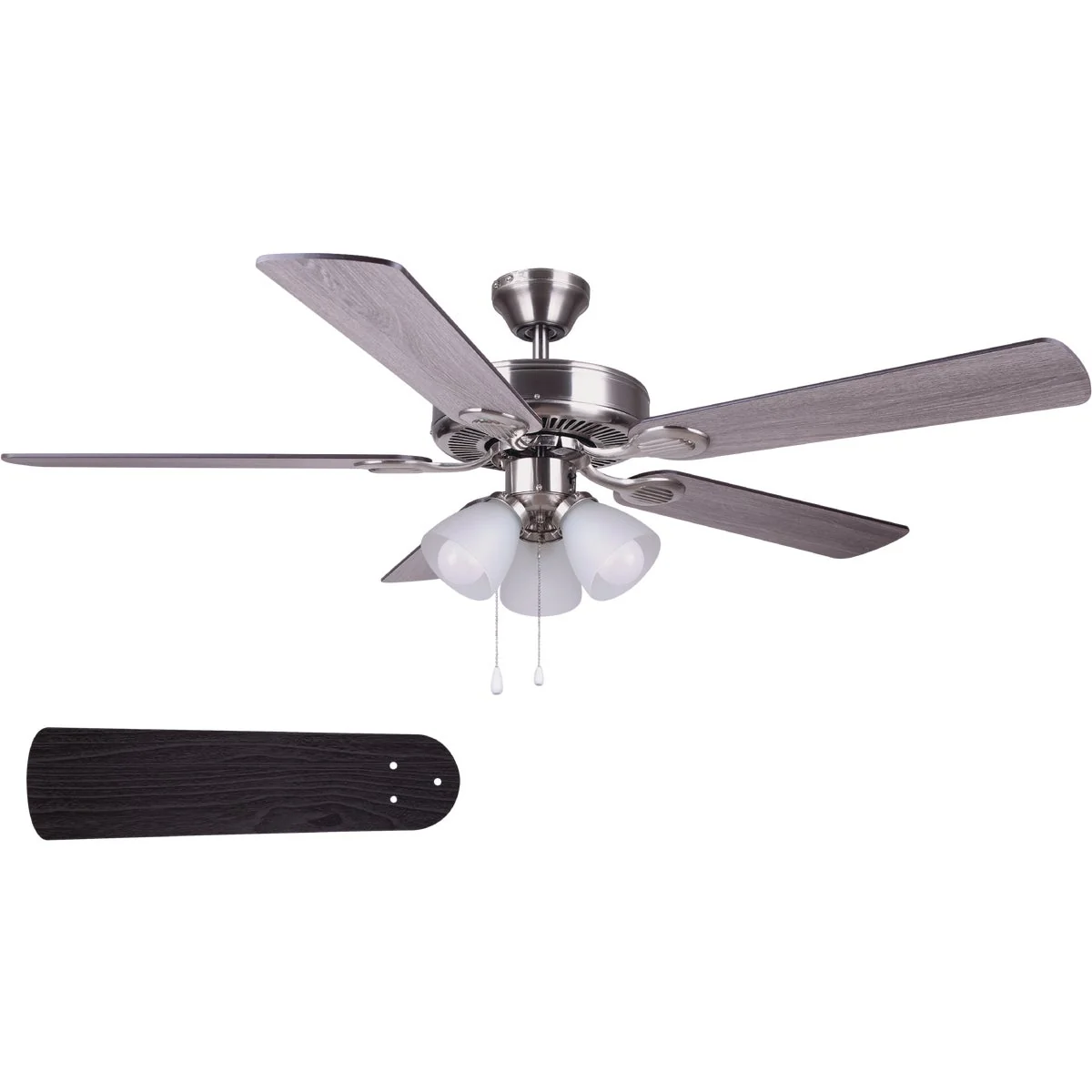 Fine Crafted Home Impressions Villa 52 In. Brushed Nickel Ceiling Fan with Light Kit Excellent