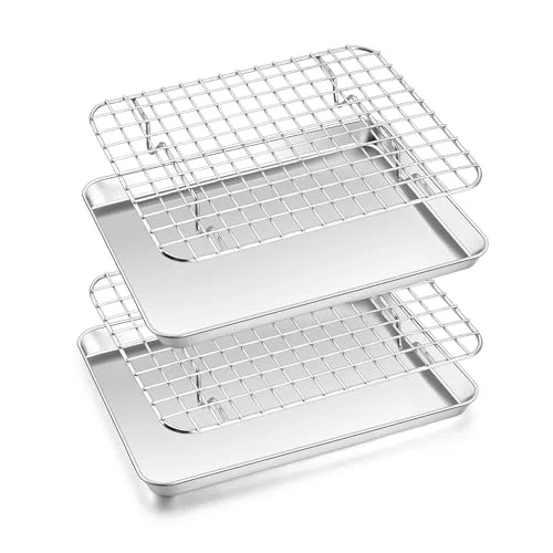 Verified Toaster Oven Pan with Rack Set 4 Count Secure