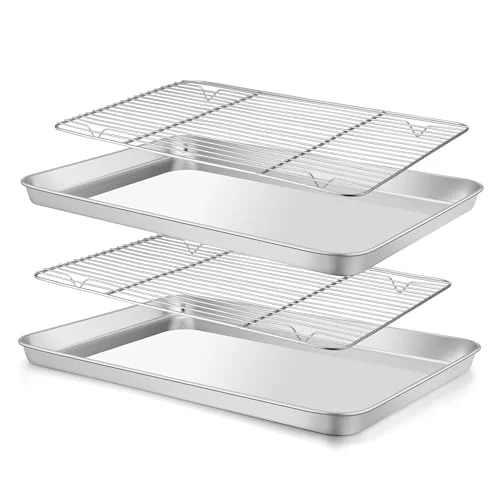 Lightweight Baking Sheet with Wire Rack 2 Count Fast