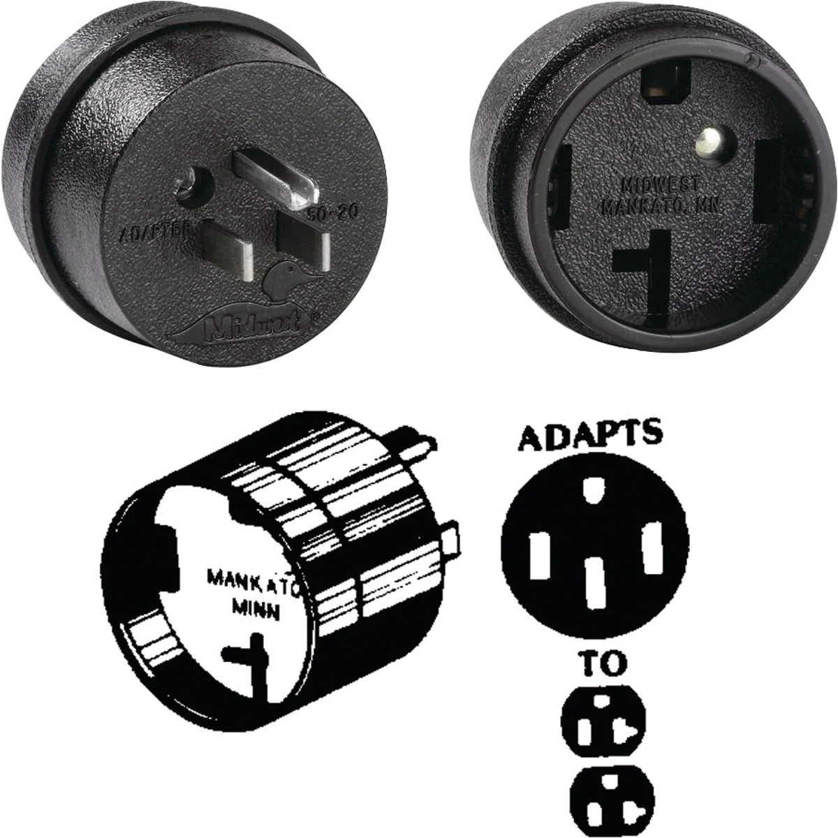 Durable GE 50A to 15 20A Mobile Home Motor Home Adapter Premium Material