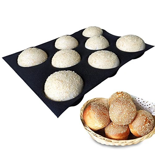 Sustainable Silicone Bun Bread Forms Round Shape Trays Perforated Bakery Molds Fit Half Pan Size Quality