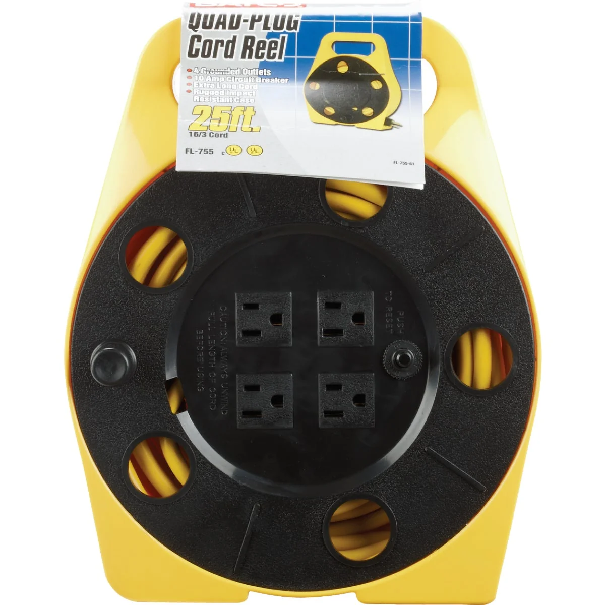 Smooth Bayco 25 Ft. of 16 3 Cord Capacity Polypropylene Multi-Plug Cord Reel Professional