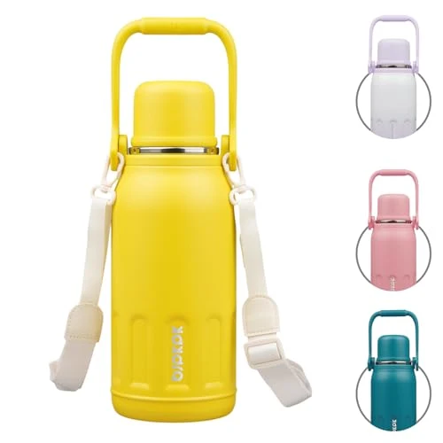 Premium Stainless Steel Insulated Bottle with Handle Strap Green