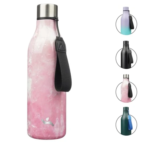 Versatile 25 oz Insulated Stainless Steel Metal Water Bottle with Strap Functional