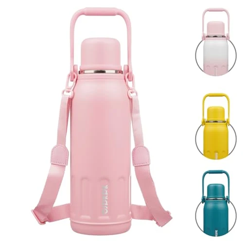 Stylish Stainless Steel Insulated Bottle with Handle Strap Fine Crafted