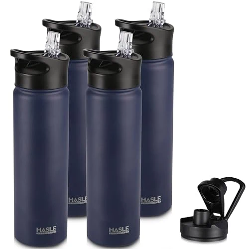 Clean Insulated Water Bottle 22 oz Double Wall Stainless Steel Water Bottle Wide Mouth with Straw Lid Spout Lid Keeps Cold or Hot Powerful