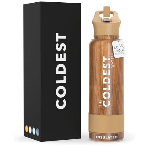 Natural Coldest Insulated Water Bottle with Straw Lid Artisan