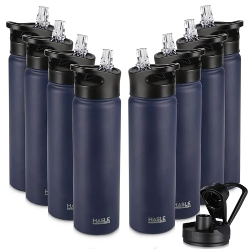 Fine Insulated Water Bottle 22 oz Double Wall Stainless Steel Water Bottle Wide Mouth with Straw Lid Spout Lid Keeps Cold or Hot Fast