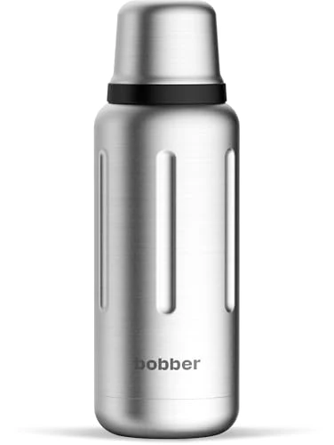 Versatile 34 oz Vacuum Insulated Stainless Steel Water Bottle with Cup Lid Fine