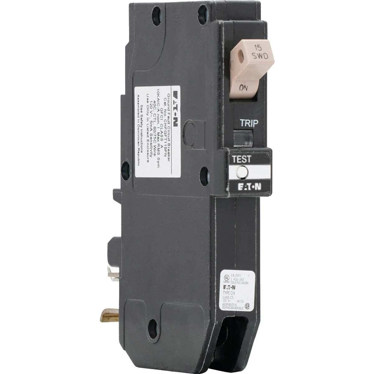 Excellent Eaton CH 15A Single-Pole GFCI Circuit Breaker Expertly Made