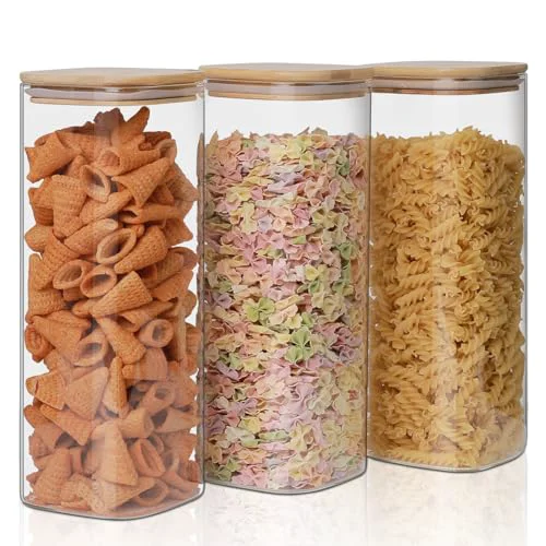 High-End Glass Food Storage Jars 76 oz Set of 3 3 Count Efficient