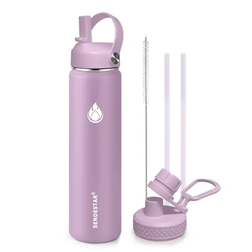 Modern Water Bottle Insulated Water Bottle 24 oz with Straw Lid Spout Lid Auto Flip Straw Top Cap for men and women Proven