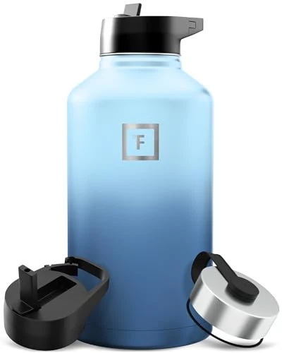 First-Class 64 oz Wide Mouth Water Bottle with 3 Lids Fine