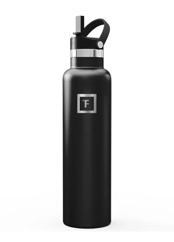 Fine Crafted 24 oz Narrow Mouth Water Bottle with Straw Secure
