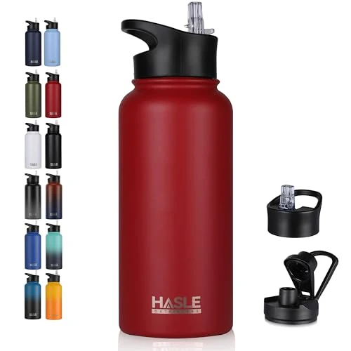 Artisan 32 oz Insulated Water Bottle Stainless Steel Double Walled Vacuum Sports Water Bottle with 2 Lids Expertly Made