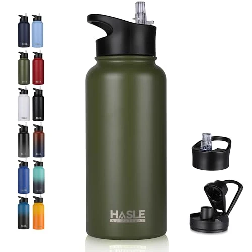 High-Performance 32 oz Insulated Water Bottle Stainless Steel Double Walled Vacuum Sports Water Bottle with 2 Lids Premium