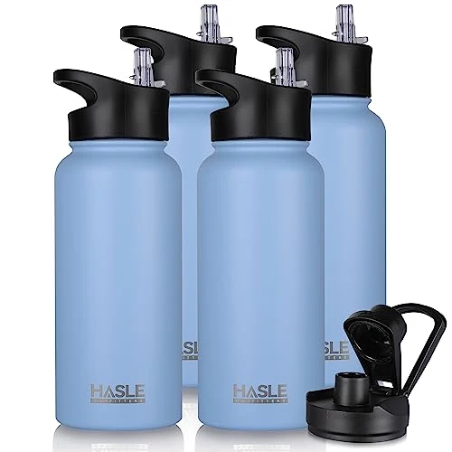 Carefully Designed 32 oz Insulated Water Bottle Stainless Steel Double Walled Vacuum Sports Water Bottle with 2 Lids Lightweight