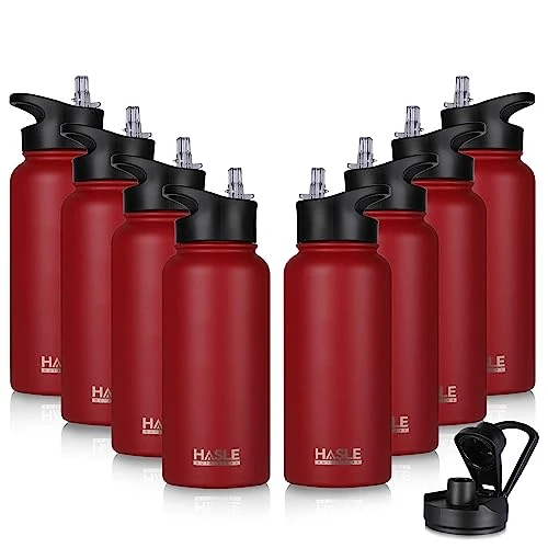 Enhanced 32 oz Insulated Water Bottle Stainless Steel Double Walled Vacuum Sports Water Bottle with 2 Lids Soft