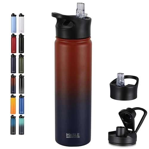 Organic Insulated Water Bottle 22 oz Double Wall Stainless Steel Water Bottle Wide Mouth with Straw Lid Spout Lid Keeps Cold or Hot Carefully Designed