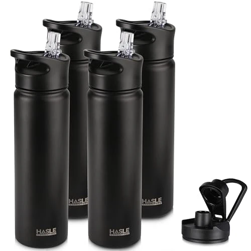 Outstanding Insulated Water Bottle 22 oz Double Wall Stainless Steel Water Bottle Wide Mouth with Straw Lid Spout Lid Keeps Cold or Hot Efficient