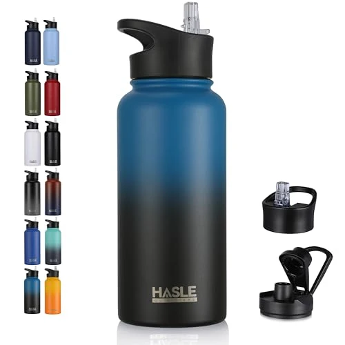 Authentic 32 oz Insulated Water Bottle Stainless Steel Double Walled Vacuum Sports Water Bottle with 2 Lids High-Quality