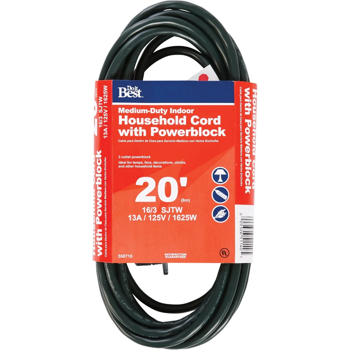 Pure Do it 20 Ft. 16 3 3-Outlet Green Extension Cord with Powerblock Convenient
