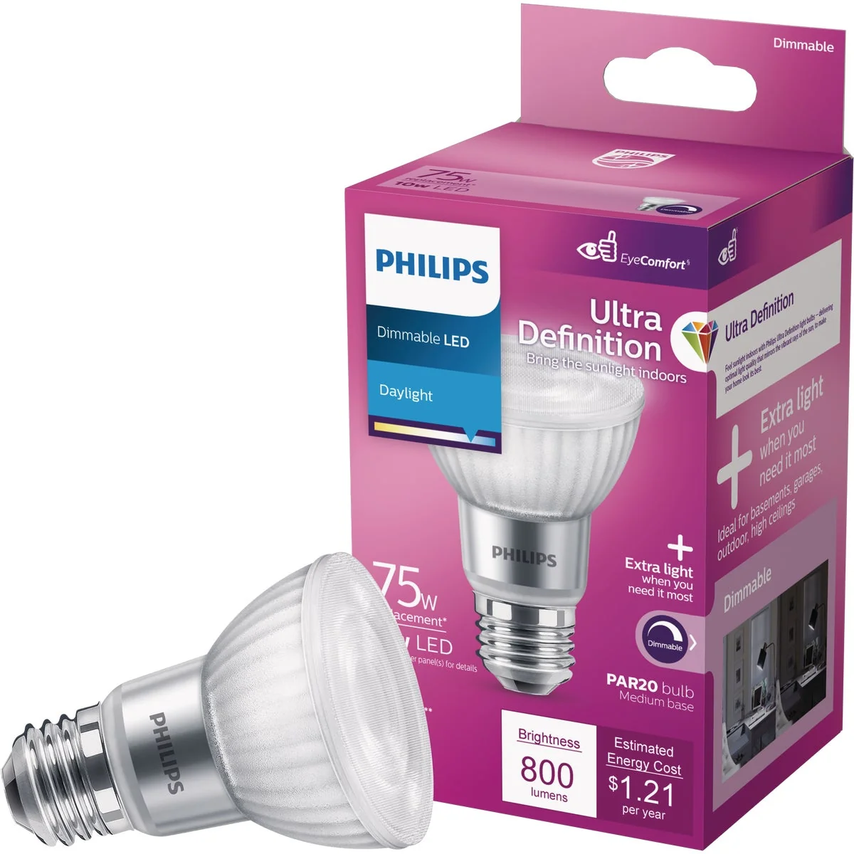 Fine Crafted Philips Ultra Definition 75W Equivalent Daylight R20 Medium Dimmable LED Floodlight Light Bulb Durable