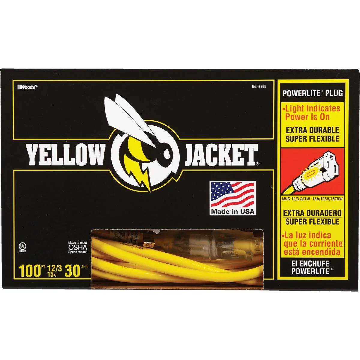 Quality Yellow Jacket 100 Ft. 12 3 Heavy-Duty Extension Cord w Lighted End Artisan