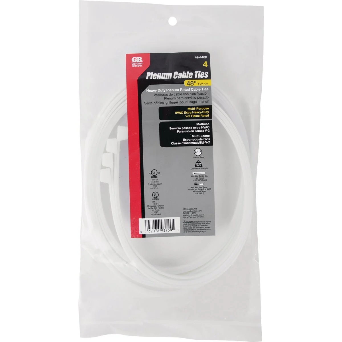 Exclusive Gardner Bender 48 In. x 0.35 In. Natural Plenum Cable Tie 4-Pack Premium