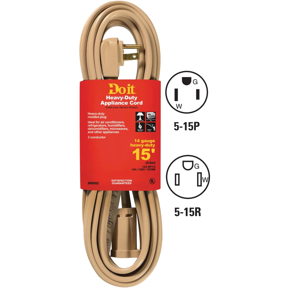 User-Friendly Do it 15 Ft. 14 3 15A Appliance Air Conditioner Cord Environmentally Friendly