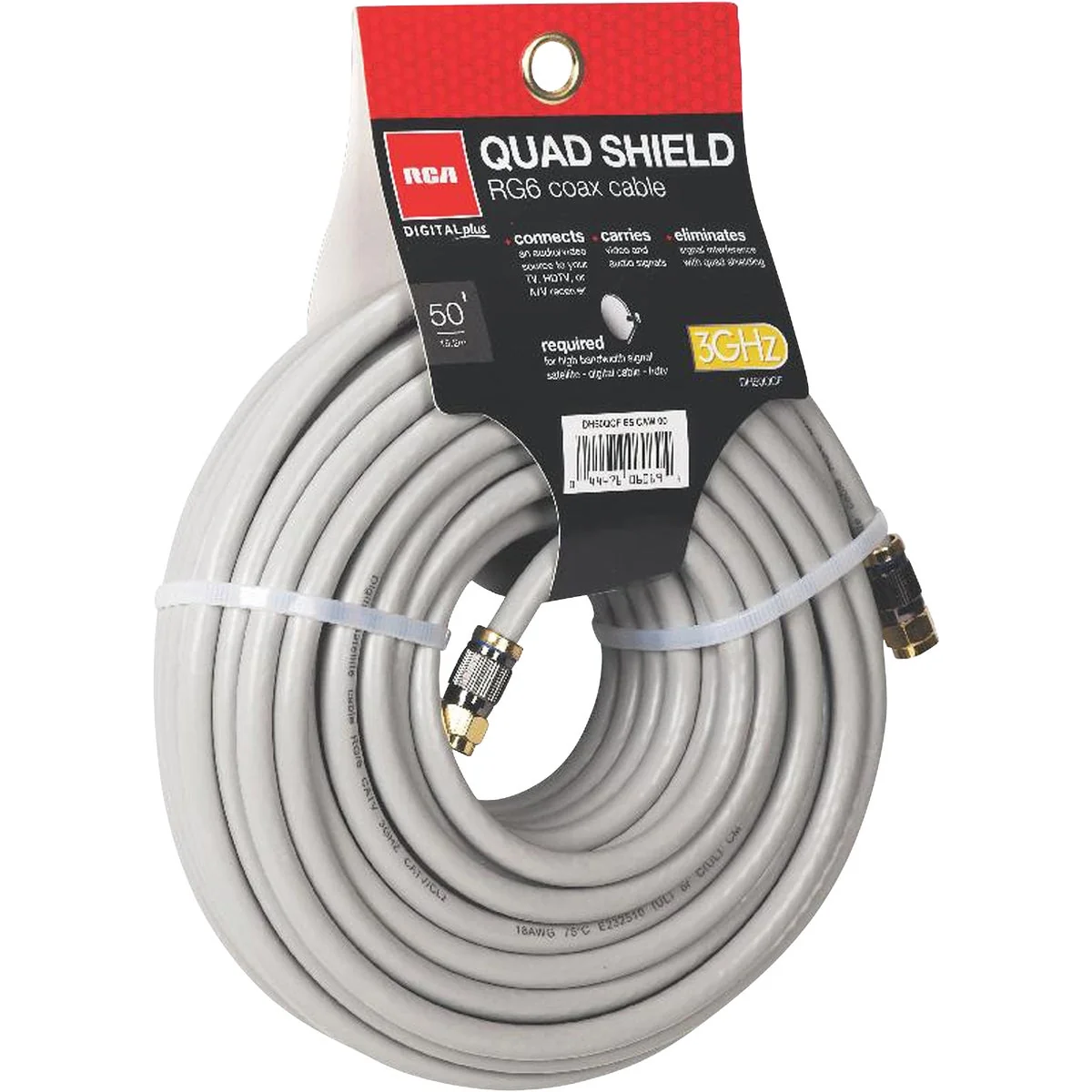 Superior RCA 50 Ft. Black RG6U Quad Shield Coax Cable Excellent