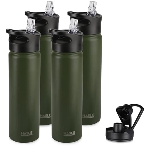 Modern Insulated Water Bottle 22 oz Double Wall Stainless Steel Water Bottle Wide Mouth with Straw Lid Spout Lid Keeps Cold or Hot Luxury
