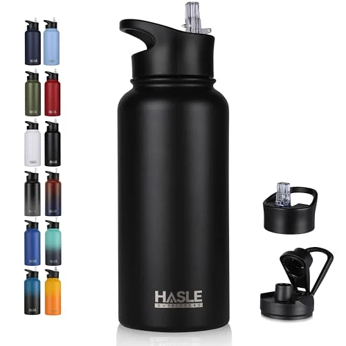 Prestigious 32 oz Insulated Water Bottle Stainless Steel Double Walled Vacuum Sports Water Bottle with 2 Lids Convenient