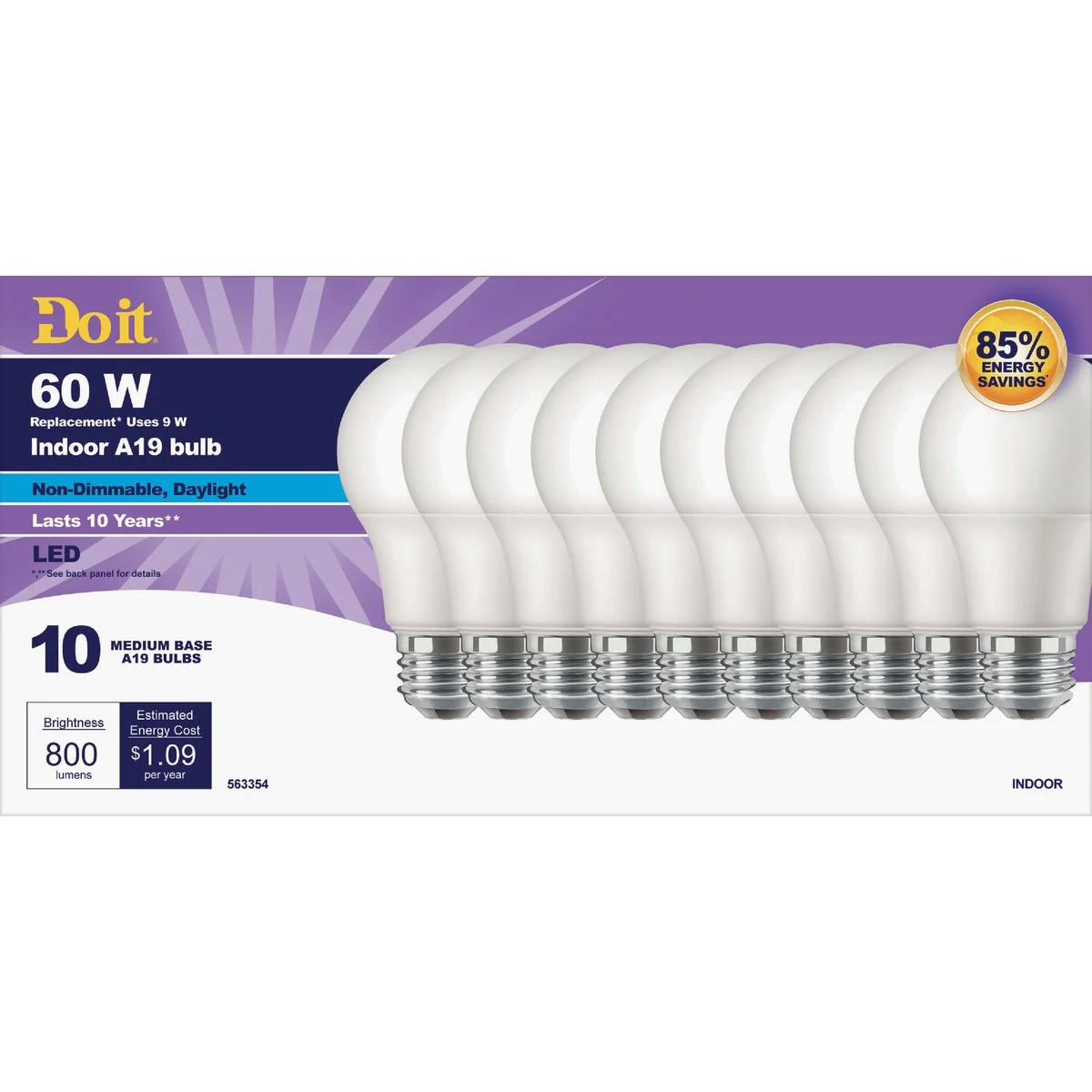 Secure Do it 60W Equivalent Daylight A19 Medium LED Light Bulb 10-Pack Practical