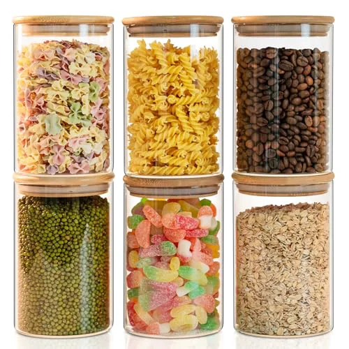 Green 50oz Glass Food Storage Jars Set of 6 6 Count Fast