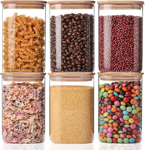 Consistent 6 Pack Glass Food Storage Jars 37 oz 6 Count Casual