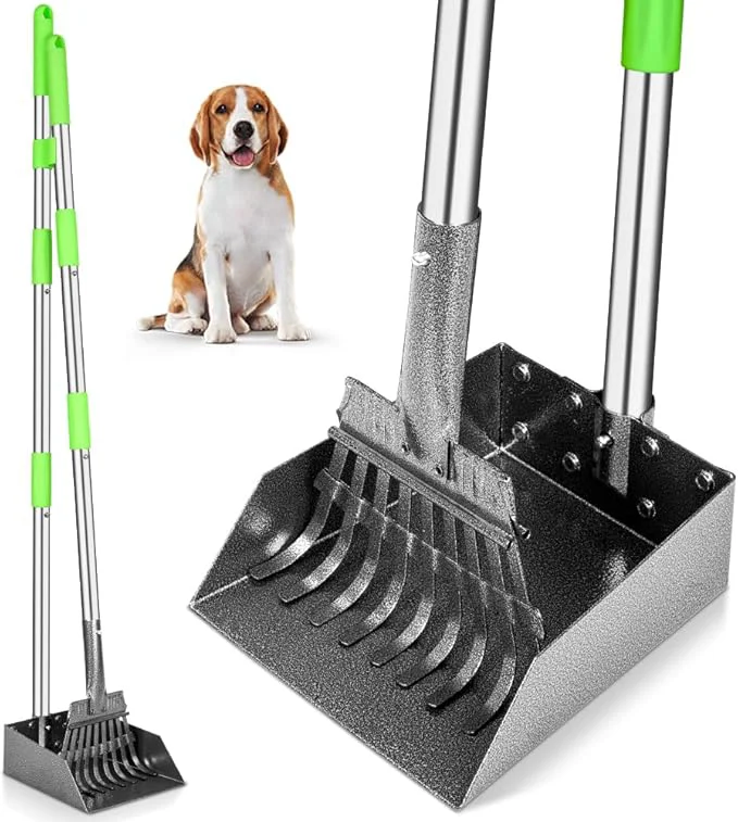 Outstanding TOOGE Pooper Scooper Dog Pooper Scooper Long Handle Stainless Metal Tray and Rake for Medium Small Dogs Heavy Duty Pet Supplies to Use for Grass Dirt or GravelAbout This Fine