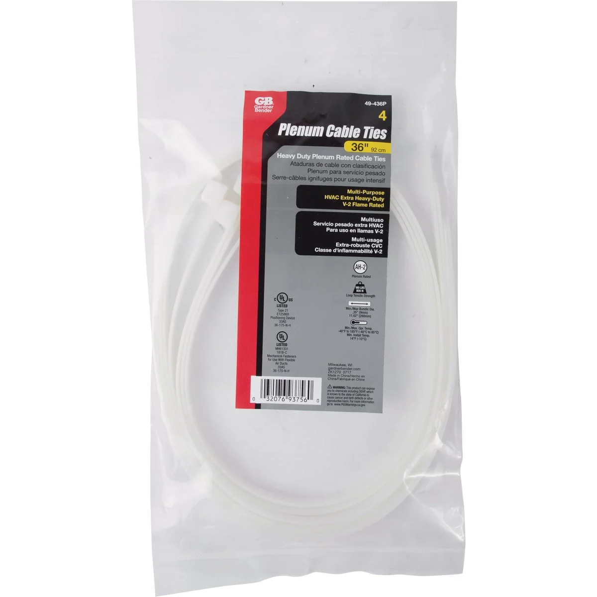 Specialty Gardner Bender 36 In. x 0.35 In. Natural Plenum Cable Tie 25-Pack Quality