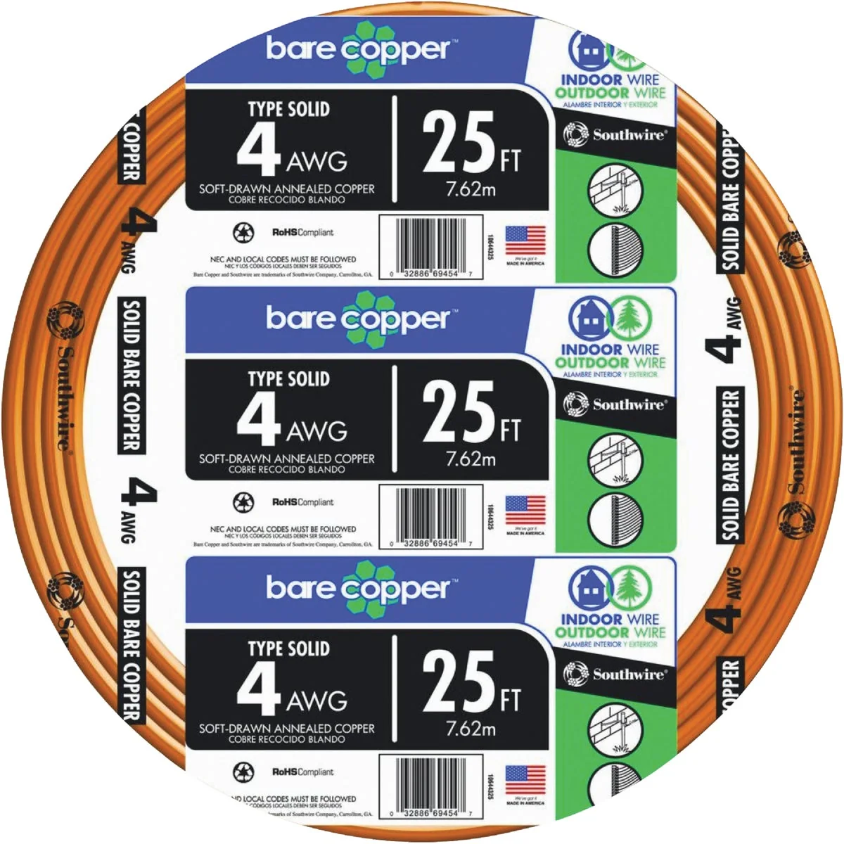 Versatile Southwire 25 Ft. 4AWG Solid Bare Ground Electrical Wire Sophisticated