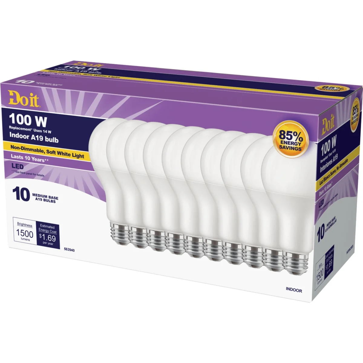 Sustainable Do it 100W Equivalent Soft White A19 Medium LED Light Bulb 10-Pack Eco-Friendly